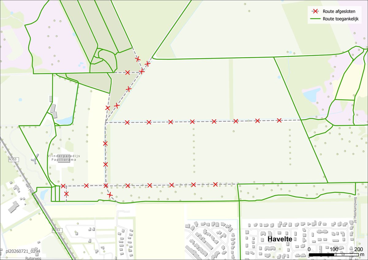 Project Havelterberg - Kaart met afsluitingen